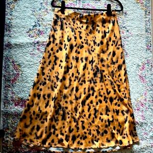 Satin Midi Cheetah Print Skirt